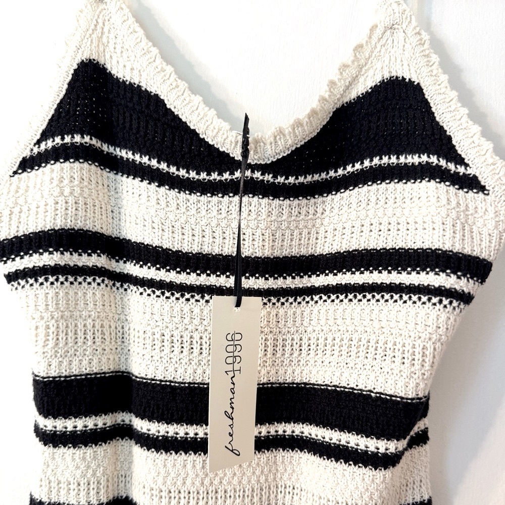 Black and White Knit Stripe Dress - Picture 2 of 7
